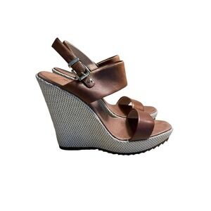 Vince Camuto Garadin Women's Platform Wedge Sandals Size 10 Tan Leather Heels